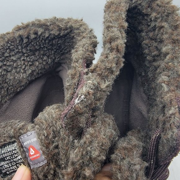 LL Bean Mountain Lodge Womens 8.5 Brown Fleece Collar Insulated Boots Primaloft - Picture 11 of 13